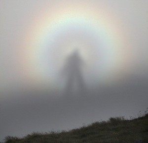 Mysterious eerie figure looms out of morning mist in amazing dawn photograph 